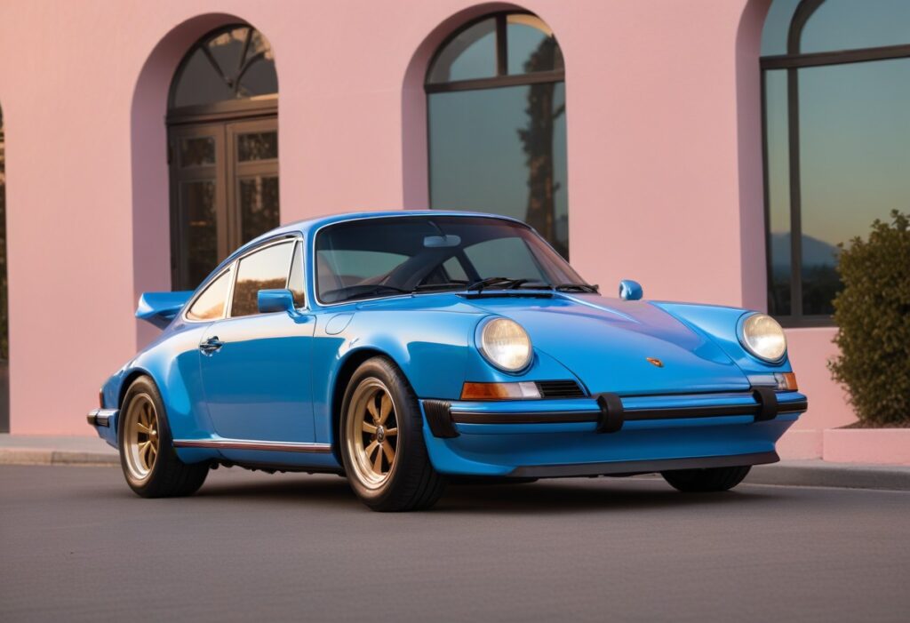 Il s'agit là, de la voiture de collection bleue, la Porsche 911 Carrera RS 2.7