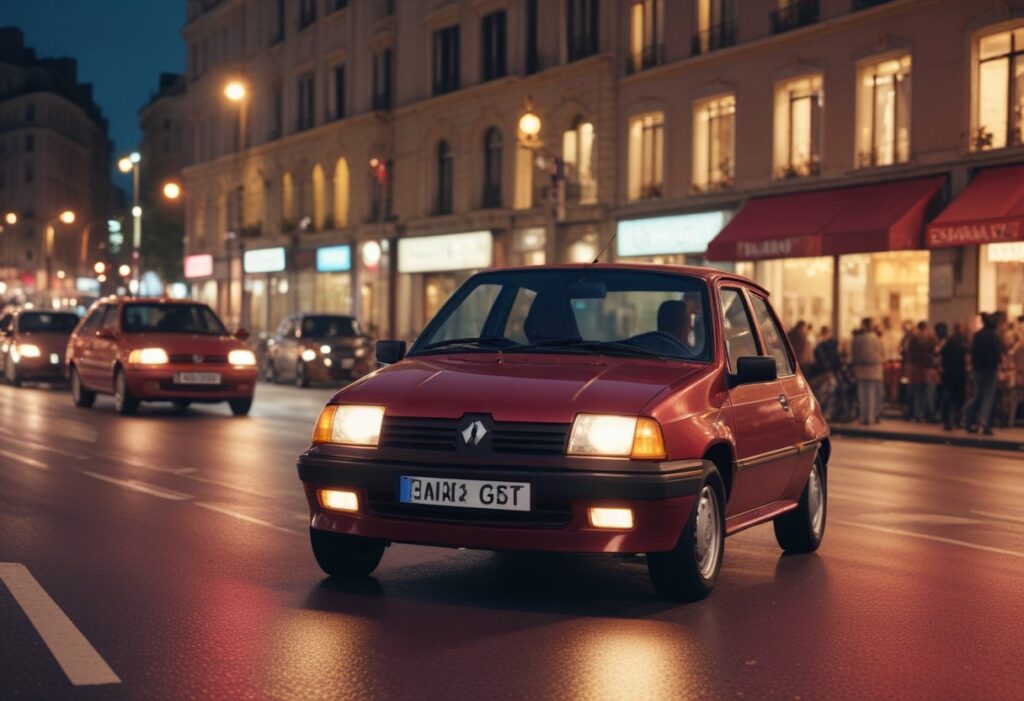 il s'agit d'une Renault Super 5 GT de couleur rouge