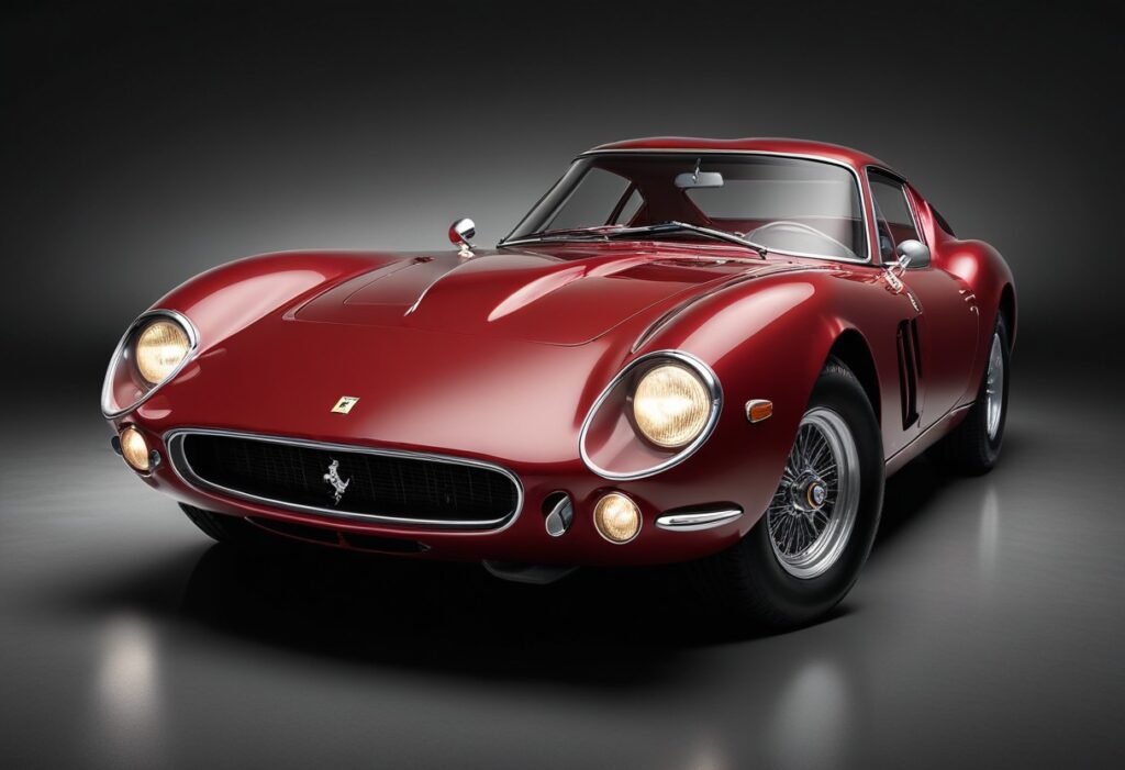 Voici une voiture de collection rouge de la marque Ferrari