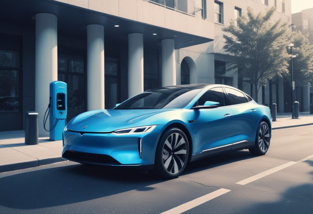 il s'agit d'une voiture électrique de couleur bleue